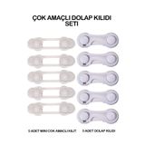 Askıcım (10 Adet) Çok Amaçlı Dolap Kilidi Seti Bebek ve Çocuk Güvenlik Kilidi