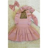Askıları Fırfırlı Kat Kat Pembe Kız Çocuk Elbise Bandana Takım 1-8 Yaş - 6 Yaş