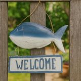 Askılı Ahşap Balık Welcome Karşılama Panosu Tabela Duvar Kapı Dekorasyon Ürünü