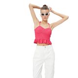 Askılı Atlet Balenli Fırfır Detaylı İşlemeli Slim Fit