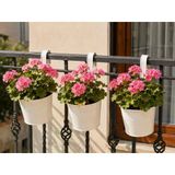 Askılı Balkon Saksı Seti, 3 Adet, Metal, Beyaz, 1,5Lt
