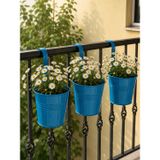 Askılı Balkon Saksı Seti, 3 adet, Metal, Turkuaz, 1,5lt | Metal Malzeme, Askılı Tasarım