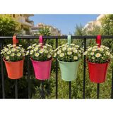 Askılı Balkon Saksı Seti, 4 Adet, Metal, Karışık Renk, 1,5lt - Genel