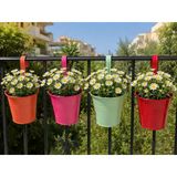 Askılı Balkon Saksı Seti, 4 Adet, Metal, Karışık Renk, 1,5Lt