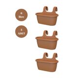 Askılı Balkon Saksısı Bahçe Saksısı Orta Boy Saksı 6 Litre 3 Adet 37x27x25 Kahverengi
