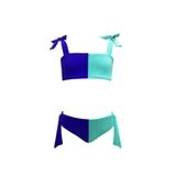 Askılı Çift Renk Fiyonk Detaylı 50UV Kız Çocuk Bikini Takımı