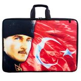 Askılı, Fermuarlı 35X50 Resim Çantası Su Geçirmez Ketenli Kumaş 35X50 Proje Çantası Ata Desen