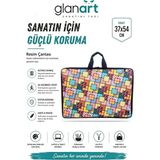 Askılı, Fermuarlı 35X50 Resim Çantası Su Geçirmez Ketenli Kumaş 35X50 Proje Çantası Ekoseli - 1 Adet - Çok Renkli