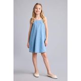 Askılı Jean Açık Mavi Mini Elbise Kız Çocuk