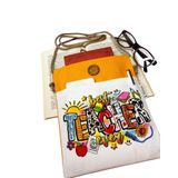 Askılı - Kitap Çantası/Tablet Çantası/Ebook Çantası/Book Sleeve/Tablet Sleeve – Çıkarılabilir Askı, Çok Amaçlı Çanta (Best Teacher Ever, Sarı)