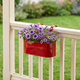 Askılı Metal Elips Saksı - Sökülebilir Askılı Balkon Saksılık ve Çiçeklik 7 Litre (Kırmızı)