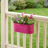 Askılı Metal Elips Saksı - Sökülebilir Askılı Balkon Saksılık ve Çiçeklik 7 Litre (Pembe)