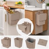 Askılı Mutfak Dolap Kapağı Çöp Kovası 15 Litre, Katlanabilir Tezgah Altı Çöp Kutusu, Dolap İçi ve Dışı Kullanım, Kapaklı Taşınabilir Çöp Sepeti, Cappucino