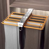 Askılı Pantolon Rafı - 10/22 Kol Pantolon Düzenleyici, Verimli Alan Yönetimi ve Kolay Erişim için Çift Dilsiz Kılavuz Raylı Uzatılabilir Dolap Vale Çubuğu