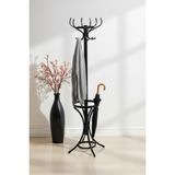 Askılık Portmanto, Metal Ayaklı Ev ve Ofis Kullanımı, Siyah, Metal Gövde, 35-40 cm Genişlik x 165 cm Yükseklik, Demonte, Şemsiyelik Bölmeli, Modern Tasarım