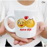 Aşkım Aşk Dayanıklı ve Şık Kişiye Özel Kupa Bardaklar - Beyaz