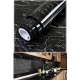 Askımo Siyah Yapışkanlı Mermer Görünümlü Masa Tezgah Dolap Mutfak Banyo 5 Metre X 60 Cm Folyo Kağıt Şık
