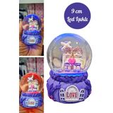 Aşkımsın Sevgili Çift Temalı Mor Love Led Işıklı Kar Küresi Sevgili Çift Temalı Mor 9 cm Orta Boy Ka