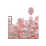 aşkın concept Makaron Pembe Gümüş Konfetili Şeffaf Balon Seti 20 Adet