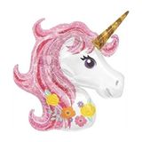 Aşkın Parti Evi 50 cm Unicorn Temalı Folyo Balon Pembe Renkli Eğlenceli Parti Malzemesi