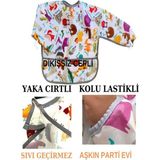 Aşkın Parti Evi 6-24AY, Zoo, Sıvı Geçirmez, Cepli, Makinede Yıkanabilir, Cırtlı, Uzun Kollu Bebek Mama Önlüğü 1 Adet - 0 - 3 Yaş - Krem