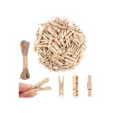 ASL ArtPaper Ahşap Mandal 3.5 cm 50 Adet ve 10 Metre Jüt İp Avantajlı Set