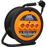 Asl ASL-1020 20 Metre 4 Priz Girişli Makaralı Uzatma Kablosu 3000W 3x1.5mm - Beyaz
