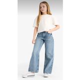 ASL GOLF CLUB Kız Çocuk Mavi Renk %100 Pamuk Ayarlanabilir Bel Rahat Kesim Wide Leg Denim Pantolon 6-15 Yaş