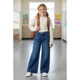 ASL GOLF CLUB Kız Çocuk Wide Leg Denim Jean Pantolon Back to School Rahat Kalıp %100 Pamuk Günlük Okul Pantolonu