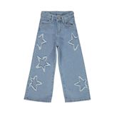 ASL GOLF CLUB Kız Çocuk Yıldız İşlemeli Buz Mavi Denim Pantolon 6-15 Yaş