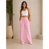 Asl Woman %100 Pamuk Müslin Kumaş Bol Paça Kadın Pantolon - XL - Pembe