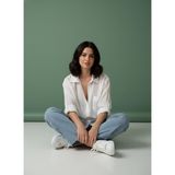 Asl Woman Kadın Beyaz Oversize Tek Cepli Transparan Dokulu Gömlek – Rahat Kesim Basic Şık Gömlek - Standart