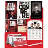 Asla Vazgeçme - Ayraç - Kartpostal - Poster - Cendere - 2026 Ajanda Kalpaklı - Ata Ahşap Duvar Takvimi - Masa Takvimi