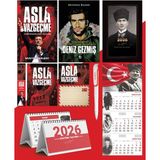 Asla Vazgeçme - Ayraç - Kartpostal - Poster - Deniz Gezmiş - 2026 Ajanda Kalpaklı - Ay Yıldız Duvar Takvimi - Masa Takvimi