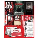 Asla Vazgeçme - Ayraç - Kartpostal - Poster - Havala - 2026 Ajanda Kalpaklı - Ay Yıldız Duvar Takvimi - Masa Takvimi