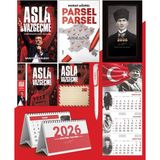 Asla Vazgeçme - Ayraç - Kartpostal - Poster - Parsel Parsel - 2026 Ajanda Kalpaklı - Ay Yıldız Duvar Takvimi - Masa Takvimi