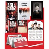 Asla Vazgeçme - Ayraç - Kartpostal - Poster - Solcular - 2026 Ajanda Kalpaklı - Ata Ahşap Duvar Takvimi - Masa Takvimi