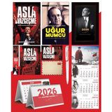Asla Vazgeçme - Ayraç - Kartpostal - Poster - Uğur Mumcu - 2026 Ajanda Istikbal - Sakarya Duvar Takvimi - Masa Takvimi