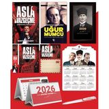 Asla Vazgeçme - Ayraç - Kartpostal - Poster - Uğur Mumcu - 2026 Ajanda Kalpaklı - Ata Ahşap Duvar Takvimi - Masa Takvimi