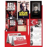 Asla Vazgeçme - Ayraç - Kartpostal - Poster - Uğur Mumcu - 2026 Ajanda Kalpaklı - Ay Yıldız Duvar Takvimi - Masa Takvimi