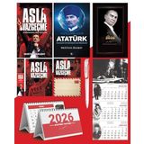 Asla Vazgeçme - Ayraç - Kartpostal - Poster - Yüzyılların Lideri Atatürk - 2026 Ajanda Gazi Paşa - Imza Duvar Takvimi - Masa Takvimi