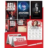 Asla Vazgeçme - Ayraç - Kartpostal - Poster - Yüzyılların Lideri Atatürk - 2026 Ajanda İstikbal - İstikbal Ahşap Duvar Takvimi - Masa Takvimi