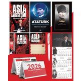 Asla Vazgeçme - Ayraç - Kartpostal - Poster - Yüzyılların Lideri Atatürk - 2026 Ajanda Komutan - Gazi Duvar Takvimi - Masa Takvimi