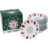 ASLAN-142K Çay Tabak Melamin Kırmızı Beyaz Lüx - 12'li Paket