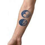 Aslan Aka Ying Yang Yarı Kalıcı El boyun Bilek için aylık Geçici Dövme 12x7 cm