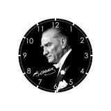 ASLAN DEKOR 30 Cm Küçük Boy ATATÜRK Duvar Saati | 4 mm Temperli Cam | UV Baskılı | Modern Tasarım | Sessiz Akar Mekanizma | Ev Ofis Salon Mutfak Yatak Odası | Toscana