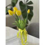 Aslan Express Yapay Lale Premium Islak Dokulu - Sarı - Tek Demet 5 Kafa - 42 cm