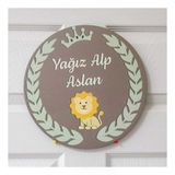 Aslan Figürlü Bebek Ahşap Kapı Süsü
