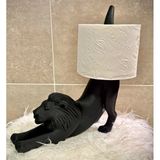 Aslan Figürlü Tuvalet Kağıdı Tutucu - 3D Yazıcı Dekoratif Banyo Aksesuarı - Mat Siyah Heykel Obje