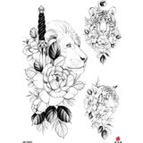 ASLAN KAPLAN ÇİÇEK GEÇİCİ DÖVME TATTOO